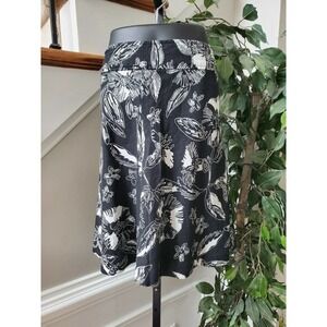 Merona Women's Black & White Floral 100% Linen A-Line Casual Short Skirt